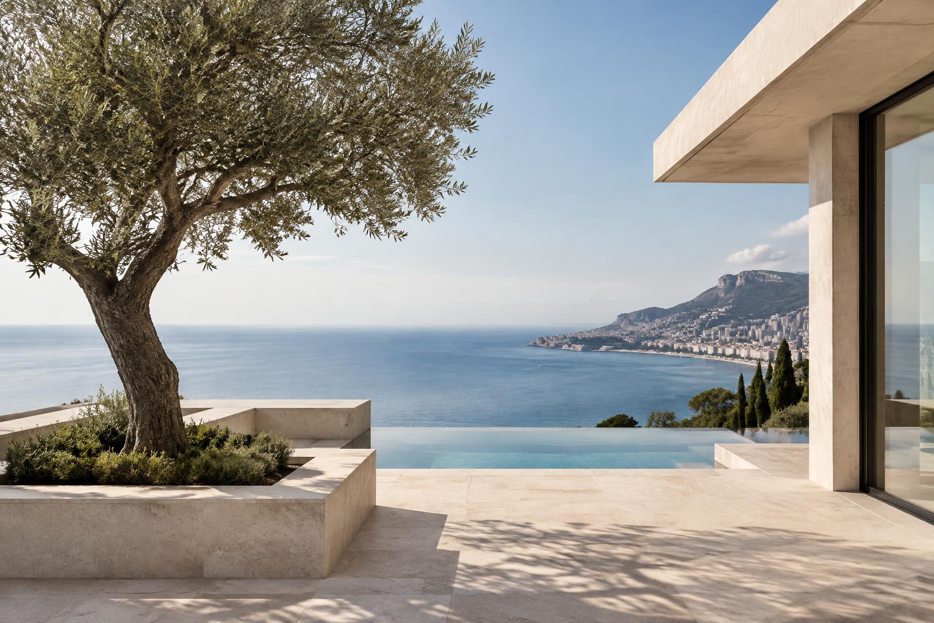The French Riviera coastline between Cannes and Monaco